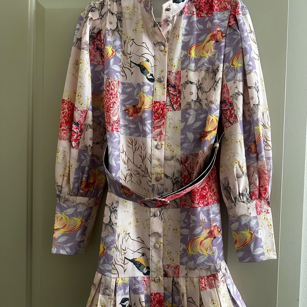 Floral Patchwork Dress with Belt